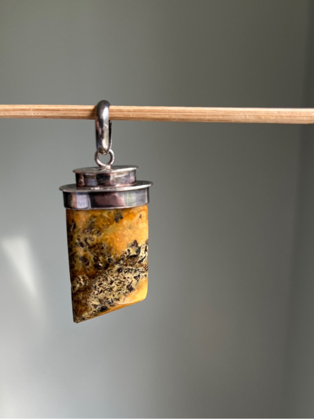 Baltic Amber Stone Pendant Necklace - Sterling Accent